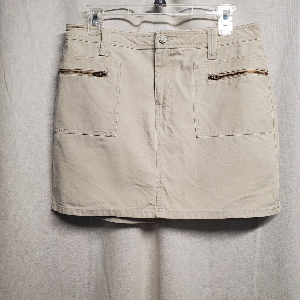 Old Navy Beige Mini Skirt with Zipper Pockets